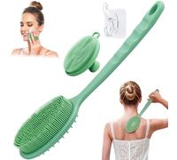 GEENOA Set esfoliante manuale per viso e schiena in silicone, con setole morbide e manico antiscivolo, spazzola per la schiena con testina rimovibile (set da 2 pezzi)