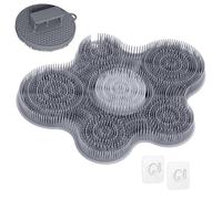GEENOA Tappetino in silicone per doccia e scrubber per il corpo in silicone, grande rondella posteriore a parete per pulire, esfoliare e massaggiare senza piegarsi (grigio+scrub per il corpo)