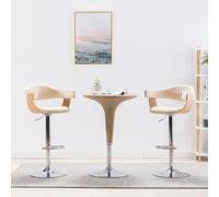 GeenYuu 2 sgabelli da bar in legno di buco color crema e ecopelle, regolabili in altezza, con poggiapiedi, ergonomici, imbottiti, girevoli, per isola da cucina, sala da pranzo, salotto, bancone