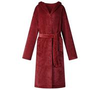 GeenYuu Accappatoio con cappuccio in flanella, rosso bordeaux, XXL, con cappuccio extra caldo e pratica tasca, leggero tuta da casa per la casa, ideale per rilassarsi e sentirsi bene in inverno