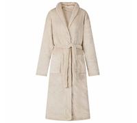 GeenYuu Accappatoio senza cappuccio, in flanella, beige, per uomo e donna, tuta leggera per il tempo libero con pratica tasca, ideale per rilassarsi e sentirsi a casa in inverno