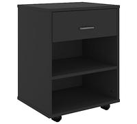 GeenYuu Armadio con ruote in legno nero, 46 x 36 x 59 cm, con 4 ruote, 2 bloccabili, mobile multiuso per ufficio, garage, cantina, lavanderia, pratico spazio e ripiano