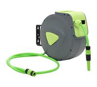 GeenYuu Avvolgitubo automatico retrattile con tubo in PVC da 20 m e tubo di collegamento da 2 m, montaggio a parete, ugello spray, meccanismo di avvolgimento, irrigazione per giardino, terrazza