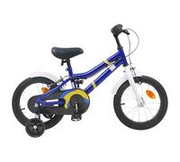 GeenYuu Bicicletta per bambini da 16 pollici, blu e bianco, in acciaio, per 4-6 anni, con parafango, freno, campanello, riflettori e supporto, ideale per il tempo libero, la città e il divertimento