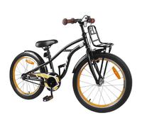 GeenYuu Bicicletta per bambini da 18 pollici, nera, in acciaio, per 5-7 anni, con parafango, campanello, supporto, riflettori e freno per una guida sicura in città, tempo libero e natura