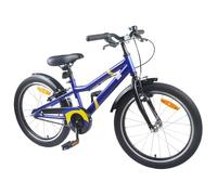 GeenYuu Bicicletta per bambini da 18 pollici, telaio in acciaio per 5-7 anni, blu e nero, con parafango e campanello, ideale per città, tempo libero, all'aperto e viaggi sicuri
