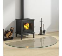 GeenYuu Braciere in vetro trasparente, 1200 x 600 mm, vetro resistente al calore con bordi lucidi, base per stufa a pellet, stufa a legna, protezione antincendio e protezione del pavimento