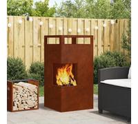GeenYuu Braciere marrone in acciaio resistente alle intemperie, 50 x 50 x 100 cm, rettangolare, per giardino, terrazza, esterno, calore e atmosfera accogliente nelle serate fresche