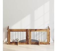 GeenYuu Cancello per cani con supporto, 4 pezzi, in legno anticato, 80 x 60 cm, pieghevole, rettangolare, per interni, cuccia per cani, recinzione a prova di esplosione, trasporto campeggio