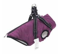 GeenYuu Cappotto per cani viola L24 in pile e poliestere, antivento e riflettente, regolabile con doppi anelli a D, ideale per l'inverno e le passeggiate all'aperto in caso di freddo e neve