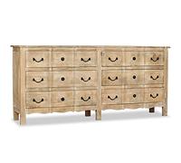 GeenYuu Credenza in legno massello mango, 200 x 40 x 90 cm, stile rustico con 6 cassetti, stile rustico francese, imbiancato, salotto