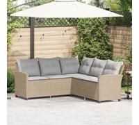 GeenYuu Divano a L in polyrattan con cuscino, beige, 184 x 184 x 80 cm, set di mobili da giardino resistenti alle intemperie, per terrazza, balcone e giardino d'inverno, con cuscino rimovibile e