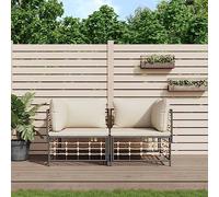 GeenYuu Divano angolare da 2 pezzi, con cuscini in polyrattan, divano da giardino resistente alle intemperie, per terrazza, balcone e giardino d'inverno, modulare e salvaspazio, con imbottitura per un