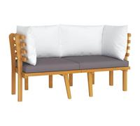 GeenYuu Divano da giardino a 2 posti, in legno di acacia massiccio, con cuscino grigio scuro, resistente alle intemperie, per giardino, terrazza e balcone, comoda altezza della seduta