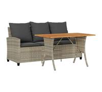 GeenYuu Divano da giardino a 3 posti con cuscini e tavolo, grigio chiaro, in polyrattan, set lounge resistente alle intemperie, per balcone, terrazza e giardino d'inverno, con imbottitura, salvaspazio