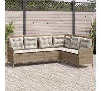 GeenYuu Divano da giardino a forma di L con cuscino, 5 posti, in polyrattan, per esterni per terrazza e balcone, resistente alle intemperie, con imbottitura, per giardino, veranda, giardino d'inverno