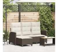 GeenYuu Divano da giardino a forma di L con funzione reclinabile, in polyrattan, resistente alle intemperie, per esterni, con cuscino, per balcone, terrazza, giardino d'inverno, patio, relax