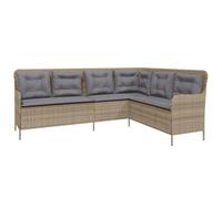 GeenYuu Divano da giardino a forma di L in polyrattan con cuscino rimovibile, divano lounge da 5 posti per balcone, terrazza e giardino d'inverno, resistente alle intemperie, salvaspazio, ideale per