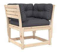 GeenYuu Divano da giardino in legno di pino massiccio con braccioli e cuscino, 83 x 73 x 78 cm, resistente alle intemperie, per balcone, terrazza e giardino d'inverno, salvaspazio, modulare