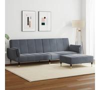GeenYuu Divano letto 2 posti con poggiapiedi, in velluto grigio scuro, larghezza 220 cm, trasformabile, per soggiorno, camera degli ospiti, piccoli spazi, sonno confortevole