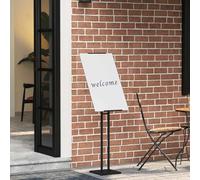 GeenYuu Espositore per fiere, 2 pezzi, nero, in acciaio, 26,5 x 26,5 x 150 cm, regolabile in altezza, girevole a 360°, base stabile con cuscinetti antiscivolo, per fiere, promozione e marketing in