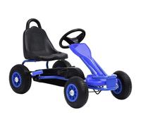 GeenYuu Go-Kart a pedale con pneumatici blu, ferro e plastica, 90 x 50 x 51 cm, per bambini da 3 a 6 anni, con freni a mano, stabile, facile da spostare avanti e indietro, ideale per giardino e