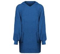 GeenYuu Kinn - Felpa con cappuccio in cotone, taglia L, con cappuccio e tasca, oversize, per donna, uomo, bambini, soffice e calda, ideale per sauna, benessere, spa e vestaglia, colore: blu navy