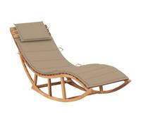 GeenYuu Lettino a dondolo in legno di teak massiccio con cuscino, regolabile, per terrazza, balcone, piscina, resistente alle intemperie, con schienale, pieghevole e pieghevole per prendere il sole