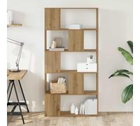GeenYuu Libreria in legno di rovere Artisan, 80,5 x 23,5 x 162,5 cm, con 5 ripiani, spazio per libri, cartelle e decorazioni, versatile scaffale come divisorio per soggiorno e ufficio