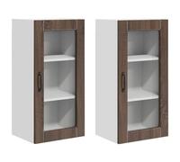 GeenYuu Lucca - Armadio da cucina 2 pezzi in legno di quercia marrone, 40 x 31 x 80 cm, per interni, durevole, design moderno, pratico spazio con telaio stabile e uso versatile
