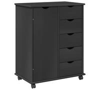 GeenYuu Mobile con ruote grigio 63,5 x 39 x 79 cm, legno massello di pino con 5 cassetti e 7 scomparti per ufficio, corridoio, ripostiglio, pratico spazio e ordine