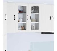 GeenYuu Mobile da cucina Lucca 2 pezzi bianco in legno 40 x 31 x 80 cm interno durevole stabile design moderno per la conservazione della cucina e lo spazio di archiviazione