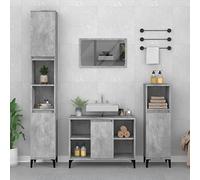 GeenYuu Mobile sottolavabo grigio cemento, 80 x 33 x 60 cm, in legno con 5 scomparti e porta, piedini in metallo, spazio per mobili da bagno, lavandino