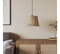 GeenYuu Paralume marrone in vimini Ø 25 x 17 cm, con supporto in ferro, adatto per lampada a sospensione, lampada da tavolo, soggiorno, camera da letto, decorazione e antiriflesso, in stile boho