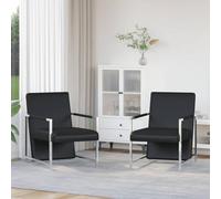 GeenYuu Poltrona 2 pezzi in ecopelle nera con struttura cromata ergonomica e robusta per soggiorno, ufficio, camera da letto, sedia relax con elevata stabilità e seduta confortevole