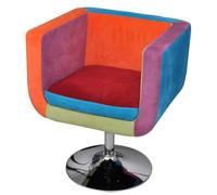 GeenYuu Poltrona cubo in tessuto patchwork regolabile in altezza fino a 76 cm, misto cotone e poliestere, struttura in legno, larghezza seduta 45,5 cm, ideale per soggiorno, camera da letto, lounge