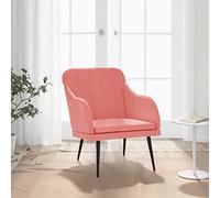 GeenYuu Poltrona in velluto rosa 63 x 76 x 80 cm, struttura in metallo imbottita, comoda poltrona relax con braccioli e schienale inclinato, per una seduta rilassante e un relax confortevole