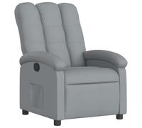 GeenYuu Poltrona relax in tessuto grigio chiaro con funzione di riposo manuale, comoda imbottitura, stabile telaio in legno e metallo, tasca laterale, 70 x 93 x 101 cm, per soggiorno, camera da letto