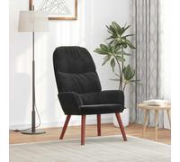 GeenYuu Poltrona relax in velluto nero con robusta struttura in compensato e metallo, imbottita, 70 x 77 x 98 cm, versatile sedia da soggiorno e camera da letto per un comodo relax e relax