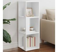 GeenYuu Scaffale angolare in legno bianco, 33 x 33 x 100 cm, con 3 scomparti e supporto da parete, compatto, per soggiorno, ufficio, camera da letto, stabile spazio per libri, CD, piante decorative