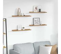 GeenYuu Scaffale da parete in legno marrone, 60 x 9 x 3 cm, con 4 ripiani, salvaspazio e versatile, per soggiorno, camera da letto, ufficio, supporto invisibile per libri, scaffale decorativo