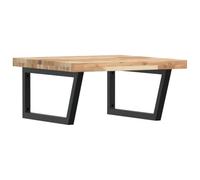 GeenYuu Scaffale per lavabo a parete, in acciaio e legno di acacia, 60 x 60 x 4 cm, robusto mobile da bagno con supporto trapezoidale, salvaspazio per lavanderia e ospiti, versatile conservazione e