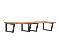 GeenYuu Scaffale per lavabo da parete in acciaio e legno di acacia massiccio, 120 x 60 cm, supporto trapezoidale nero, mobile da bagno salvaspazio con spazio e portasciugamani per ospiti WC e bagno