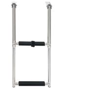 GeenYuu Scala d'ingresso in acciaio inox, 2 gradini, pieghevole, estensibile, con gradini antiscivolo, per barca, yacht, piscina, piattaforma, montaggio con materiale di fissaggio incluso