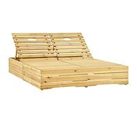 GeenYuu Sdraio doppio in legno di pino impregnato con cuscini blu reale per terrazza e giardino, schienale regolabile, resistente alle intemperie, per 2 persone, ideale per balcone, piscina, campeggio