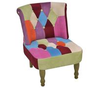 GeenYuu Sedia francese con design patchwork in tessuto, struttura in legno, 52 x 64 x 70 cm, larghezza seduta 45,5 cm, sedia soggiorno, camera da letto, sedia relax rilassante, durevole e confortevole