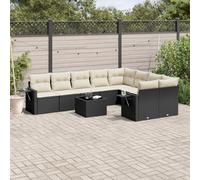 GeenYuu Set da 10 divani da giardino con cuscini, in polyrattan, resistente alle intemperie, per terrazza, balcone, con tavolo e imbottitura, set modulare per giardino, veranda, giardino d'inverno