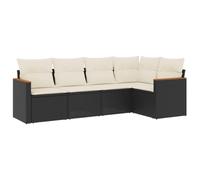 GeenYuu Set da 5 divani da giardino con cuscini, in polyrattan, resistente alle intemperie, con vano portaoggetti, set modulare per terrazza, balcone ed esterni, facile da pulire, con rivestimenti
