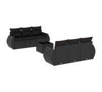 GeenYuu Set da 7 divani da giardino con cuscini, in polyrattan, resistente alle intemperie, per terrazza, balcone e giardino d'inverno, con tavolo e gruppo di sedute per una vita rilassante all'aperto