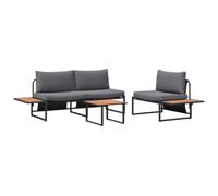 GeenYuu Set da pranzo da giardino, 3 pezzi, in acciaio antracite, con cuscino, resistente alle intemperie, per terrazza, balcone e uso esterno, design moderno, per cene accoglienti e feste in famiglia